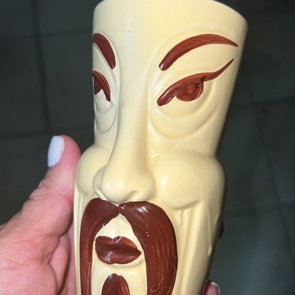 Vintage Ceramic Tiki Fu Manchu Vase Mug Made in Japan Orchids of Hawaii Stamp - Picture 8 of 8
